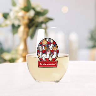 Verre À Vin Sans Pied Chœur de chiens drôles de carol de Noël Pug Pun Ca