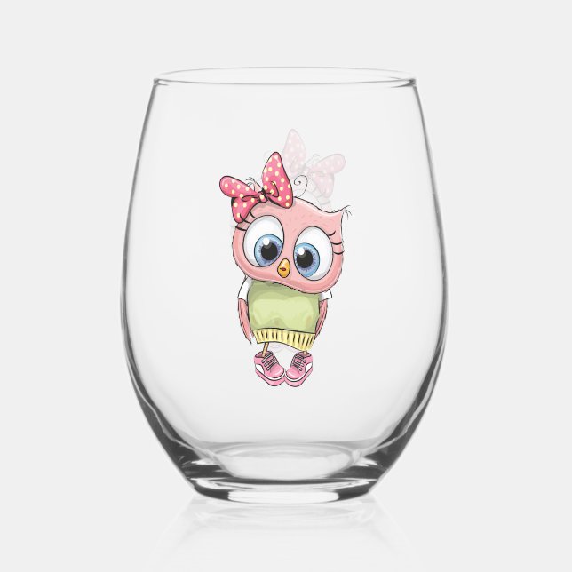 Verre à vin sans pied Chouette (Recto)