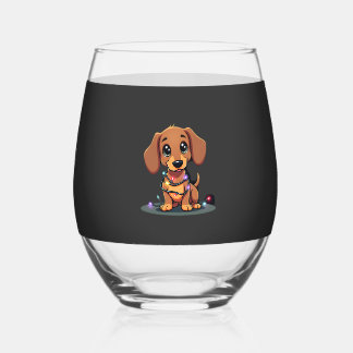 Verre À Vin Sans Pied Christmas Dachshund Lights (1)
