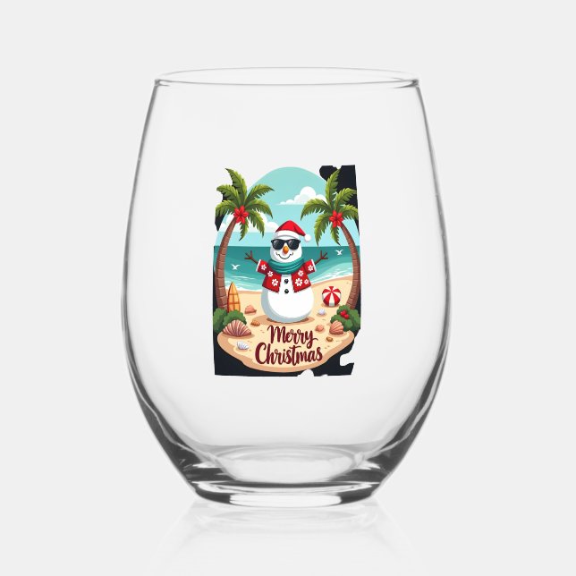 Verre À Vin Sans Pied christmas Snowman (2) (Recto)