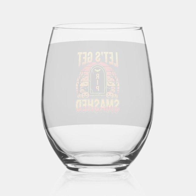 Verre À Vin Sans Pied Cimetière de citrouilles Halloween dévasté (Recto)