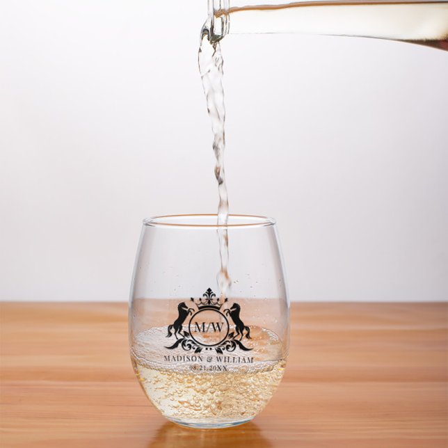 Verre À Vin Sans Pied Cimier avec cercle et 2 chevaux, insigne couronne  (Créateur téléchargé)