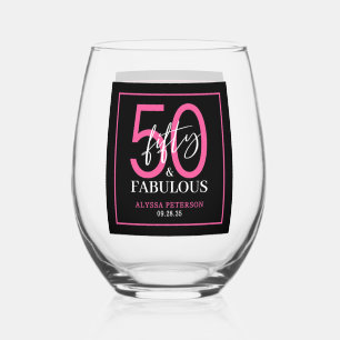 Verre À Vin Sans Pied Cinquante ans et Fabuleux Texte 50e Anniversaire