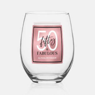 Verre À Vin Sans Pied Cinquante ans et Fabuleux Texte 50e Anniversaire
