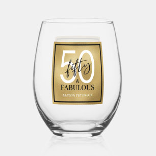 Verre À Vin Sans Pied Cinquante ans et Fabuleux Texte 50e Anniversaire