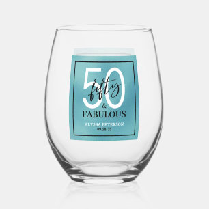 Verre À Vin Sans Pied Cinquante ans et Fabuleux Texte 50e Anniversaire