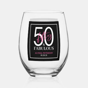 Verre À Vin Sans Pied Cinquante ans et Fabuleux Texte 50e Anniversaire
