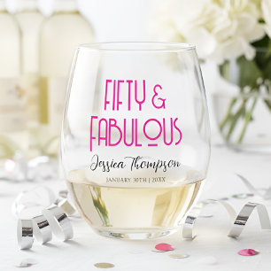 Verre À Vin Sans Pied Cinquante ans moderne et fabuleux Fête d'anniversa