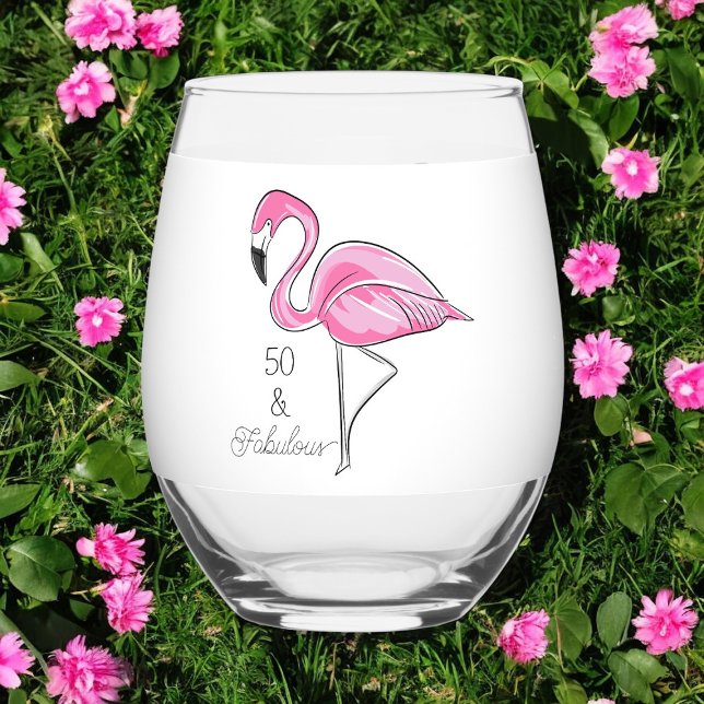 Verre À Vin Sans Pied Cinquante et fabuleux Flamant rose rose (Créateur téléchargé)