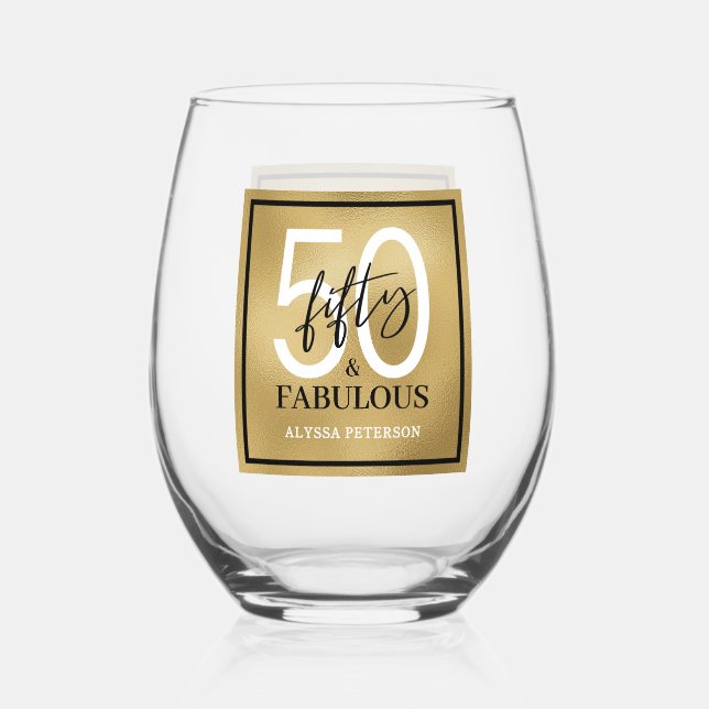 Verre À Vin Sans Pied Cinquante & Fabuleux Script 50e Anniversaire (Recto)