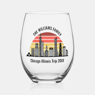 Verre À Vin Sans Pied Circuit personnalisé de Chicago Souvenir