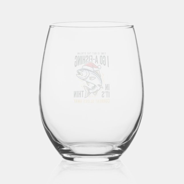 Verre À Vin Sans Pied Citation de Noël pêche Stream Design (Recto)