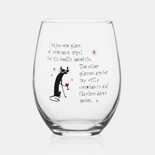 Verre À Vin Sans Pied Citation de vin Witty Comebacks Cat noir