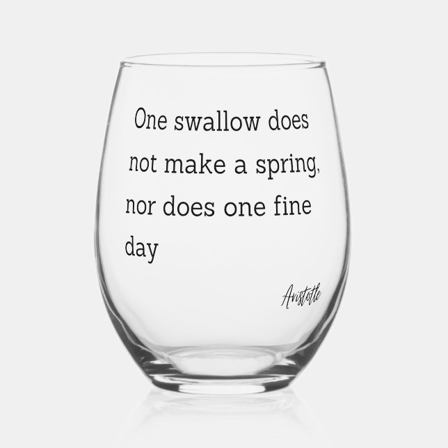 Verre À Vin Sans Pied Citation Inspiration Aristote Swallow (Recto)