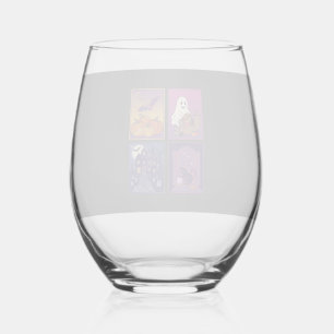 Verre À Vin Sans Pied Citrouilles fantômes d'Halloween Maison hantée Cha