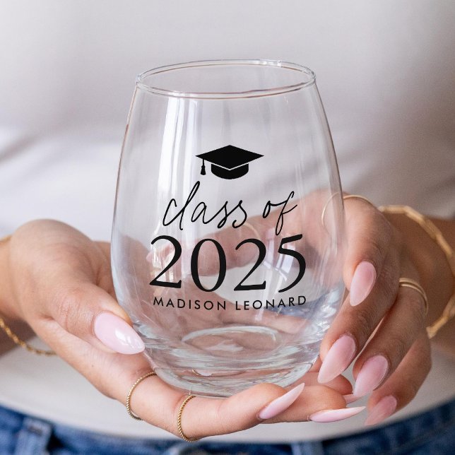 Verre À Vin Sans Pied Classe moderne de 2025 Graduation (Créateur téléchargé)