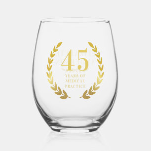 Verre À Vin Sans Pied Classic Elegant Gold Wreath Anniversaire Date Nom