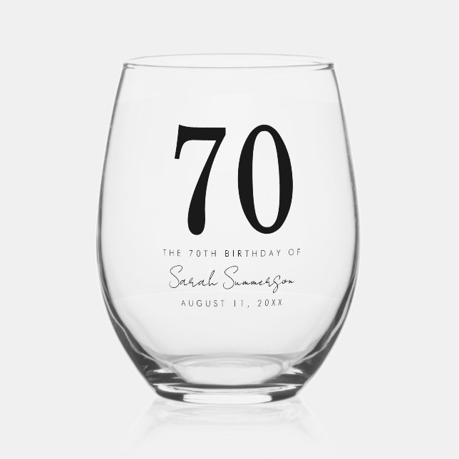 Verre À Vin Sans Pied Classy Seventy Name Date 70th Birthday Party (Recto)