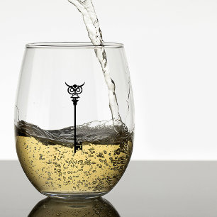 Verre À Vin Sans Pied Clé de squelette de la Chouette tribale