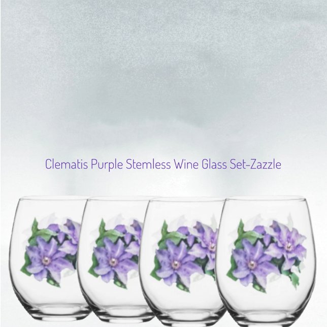 Verre À Vin Sans Pied Clematis violet (Créateur téléchargé)