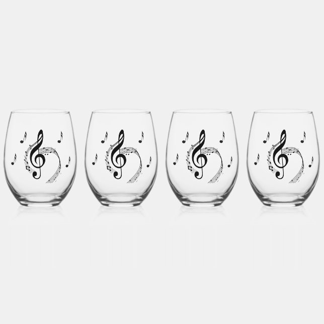 Verre À Vin Sans Pied Climactic G Clef Music (Recto)