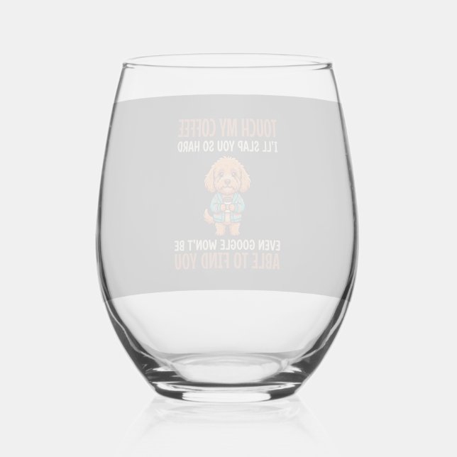Verre À Vin Sans Pied Cockapoo Amoureux de Café Drôle (Recto)