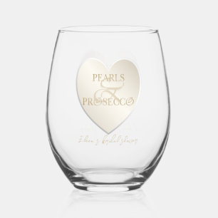 Verre À Vin Sans Pied Cœur Esperluette Perles Prosecco Chic Réception de