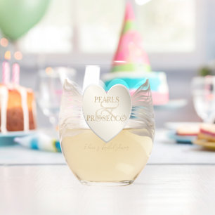 Verre À Vin Sans Pied Cœur Esperluette Perles & Prosecco Réception de Ma