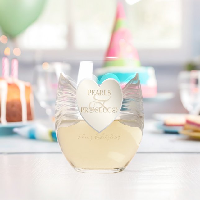 Verre À Vin Sans Pied Cœur Esperluette Perles & Prosecco Shower de Maria (Insitu (Anniversaire))