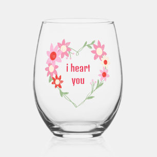Verre À Vin Sans Pied Coeur floral mignon Saint Valentin