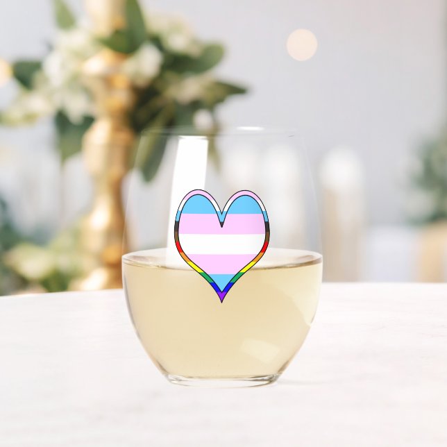 Verre À Vin Sans Pied Coeur Trans Pride (Insitu (Mariage))