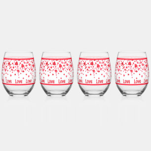 Verre À Vin Sans Pied Coeurs Confetti Rouge Personnalisés