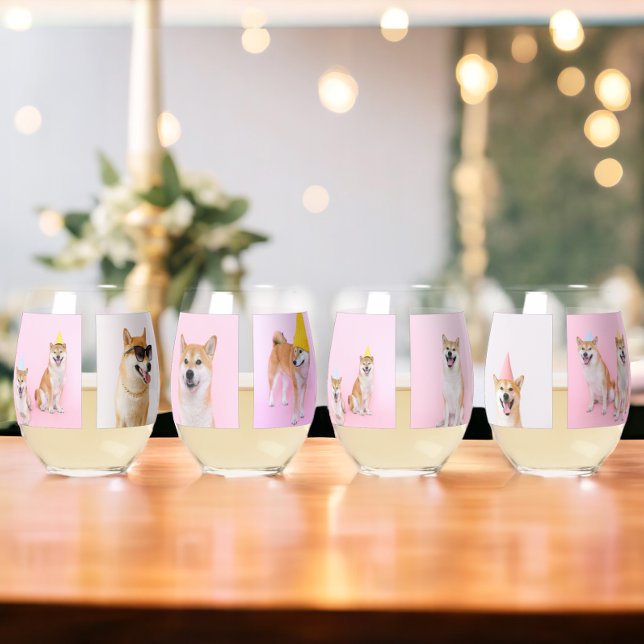 Verre À Vin Sans Pied Collage de photos de 4 à 16 personnalisées (4 to 16 Photo Collage Personalized Stemless Wine Glass / glasses from Ricaso. Choose 1, 2 or 4 set)