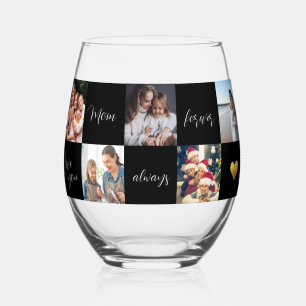 Verre À Vin Sans Pied Collage de photos de maman en noir et blanc
