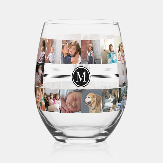 Verre À Vin Sans Pied Collage photo et do-it-yourself monogramme (Recto)