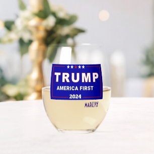 Verre À Vin Sans Pied Collectible, Nom, Trump 2024 Amérique 1er
