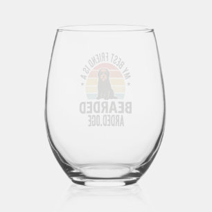 Verre À Vin Sans Pied Colley barbu Design pour amateur de chien Coucher