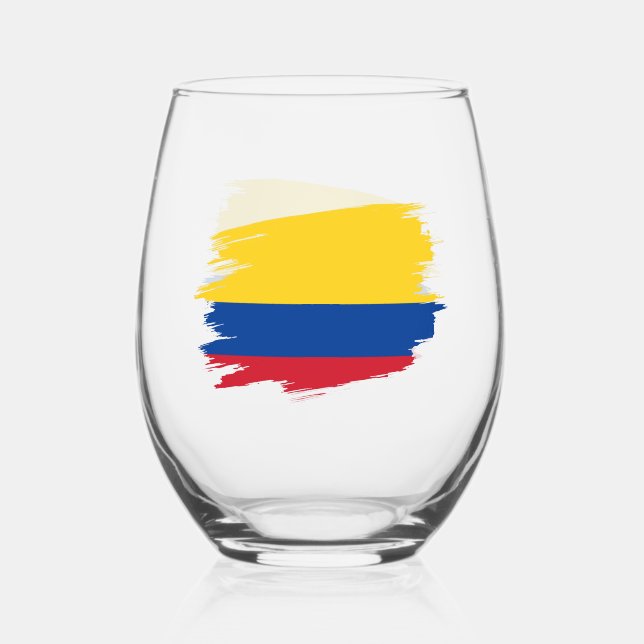 Verre À Vin Sans Pied Colombie, Drapeau Colombien (Verso)