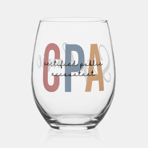 Verre À Vin Sans Pied Comptable Public Certifié CPA Retro