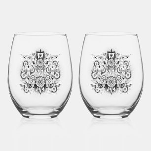 Verre À Vin Sans Pied Conception artistique tribale