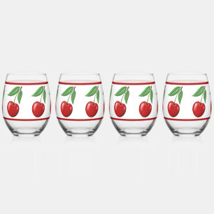 Verre À Vin Sans Pied Conception Cerise Rouge