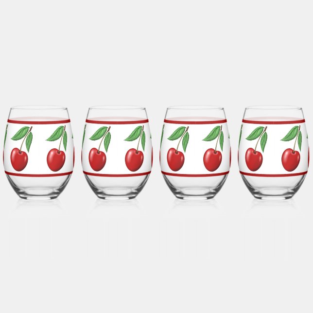 Verre À Vin Sans Pied Conception Cerise Rouge  (Droite)
