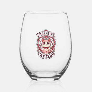 Verre À Vin Sans Pied Conception de chat drôle de la Saint-Valentin - Ch