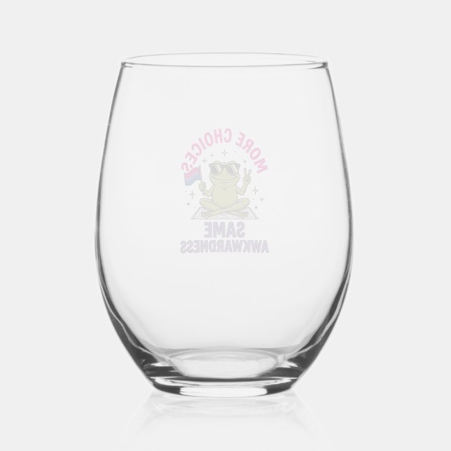Verre À Vin Sans Pied Conception de chemise de fierté de grenouille bi d (Recto)