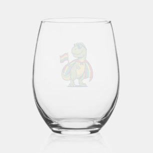 Verre À Vin Sans Pied Conception de chemise vectorielle de dinosaure de