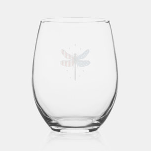 Verre À Vin Sans Pied Conception de chemise vectorielle de libellule pat