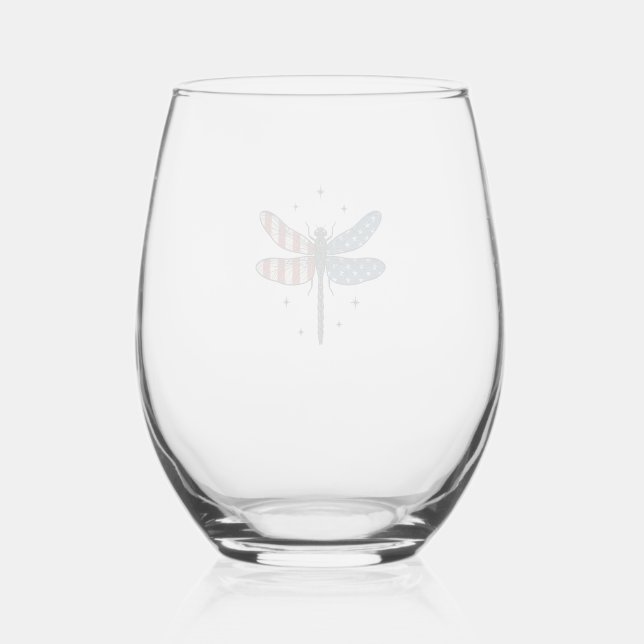 Verre À Vin Sans Pied Conception de chemise vectorielle de libellule pat (Recto)
