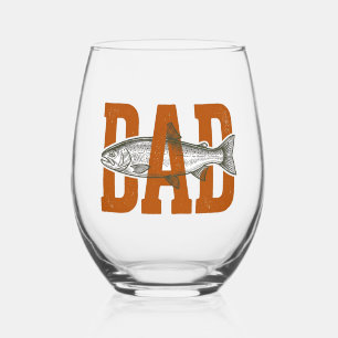 Verre À Vin Sans Pied Conception de chemise vectorielle de pêche de papa