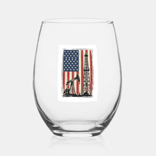 Verre À Vin Sans Pied Conception de chemise vectorielle du drapeau améri