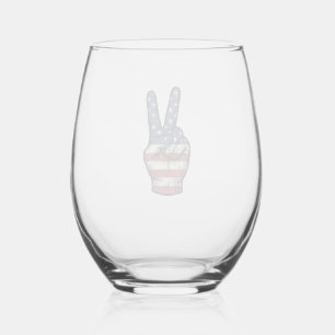 Verre À Vin Sans Pied Conception de chemise vectorielle main de paix pat